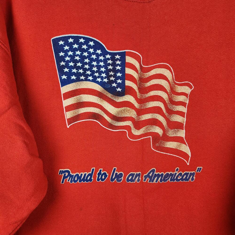 Vintage Proud To Be An An American Sweatshirt Mens XL Red Patriotic Flag 90s